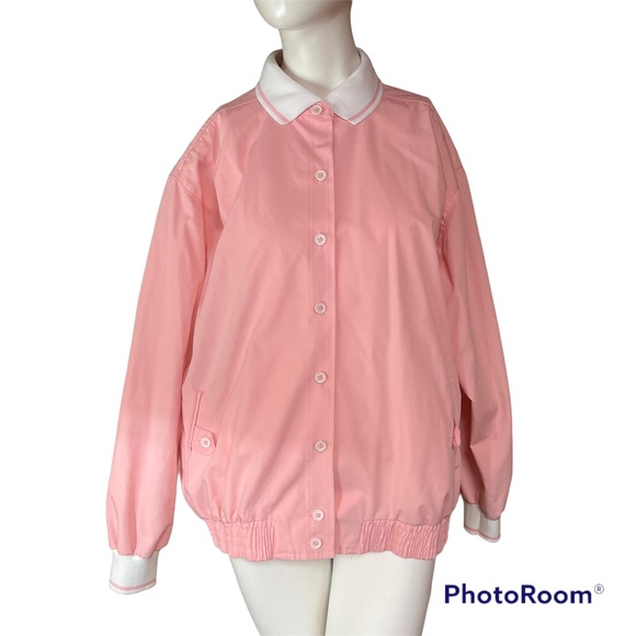 Vintage 80s Jacket Womens size 18 Pink Button Front Made in USA - Picture 1 of 11